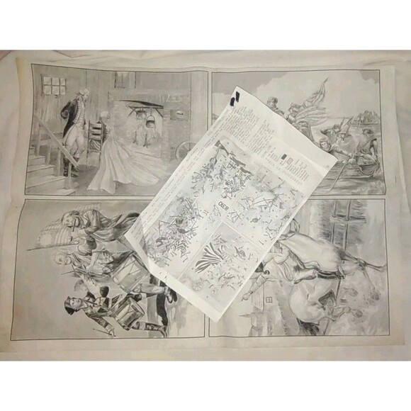 (4) 9"X12" Tri-Chem Pictures To Paint Patriotic Revolution History Flag Vintage - Picture 5 of 9